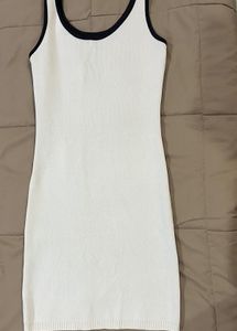 Cream Ribbed Tank Dress