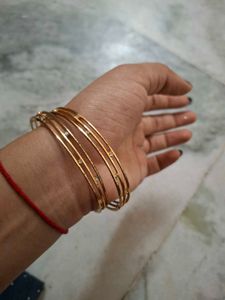 Set of 3 Gold Bangles with Stones