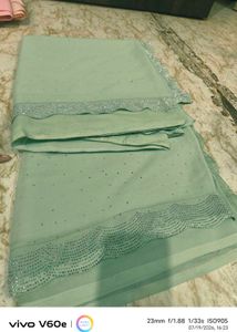 Elegant Pastel Sequin Saree