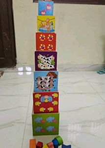 Wooden Shape Sorting Stacking Blocks Toy 8