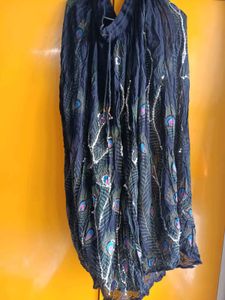 Women's Peacock Print Long Skirt | Sequins Work |