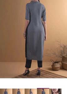 Libas: Black Striped Rayon kurta