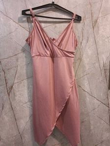 Pink V-Neck Wrap Dress (size-s)