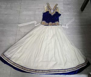 Blue-White Party Gown For Women