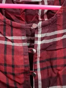 Red Plaid Long Sleeve Top