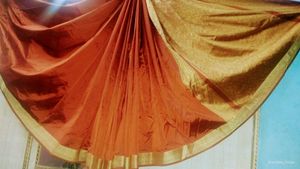 Vintage Orange Patterned Fabric Elegant Saree