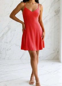 Vibrant Red Spaghetti Strap Mini Dress