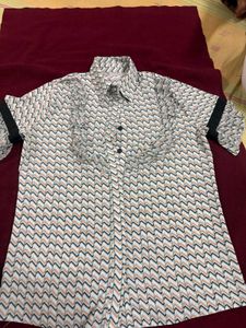 Chic Patterned Short Sleeve Blouse