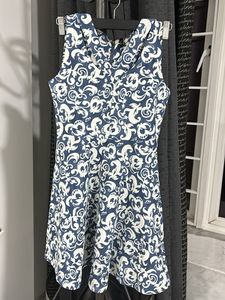 Blue & White Floral Sleeveless Dress