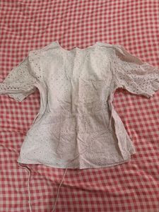 Vero Moda Chic White Broderie Anglaise Peplum Top