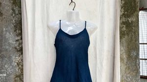20158. Navy Blue Sheer Slip Dress
