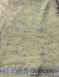 Elegant Yellow Embroidered Saree