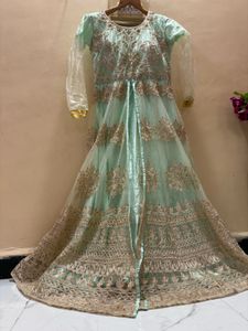 heavy bridal  Embellished Mint Green Gown