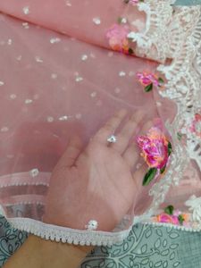 Beautiful Net Dupatta With Thread Work