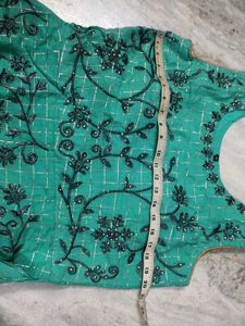 Green Embroidered Anarkali Dress