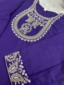Embroidered Purple Kurta Set