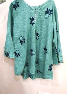 Elegant Teal top with Floral Print