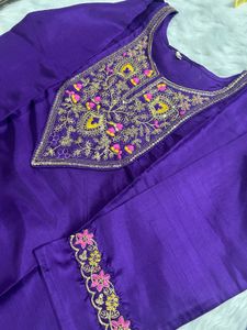 Purple Embroidered Kurta Set