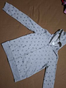 Cute Grey Heart Zip-Up Hoodie