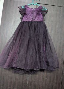 Elegant Purple Tulle Dress with Floral Bodice