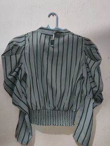 Striped Puff Sleeve Top