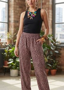 Brand New Pink Leopard Print Wide Leg Pants