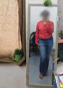 Vibrant Red Floral Print Button-Up Shirt