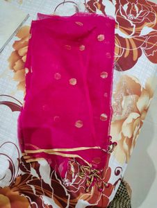 Beautiful Pink Dupatta with Gold Dots