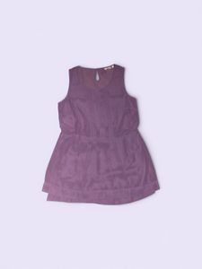 Stylish Lavender Pleated Sleeveless Top