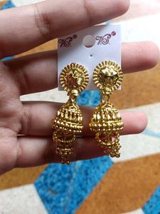 Elegant Gold Tone Jhumka Earrings
