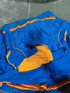 Embroidered Blue Kurta with Yellow Palazzo