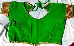 PRINCESS CUT DESVibrant Green Blouse with Gold TRI