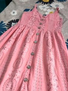 Pink Button-Front Midi Dress