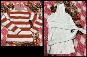 Pack of 2 - Striped & White Turtleneck Sweaters