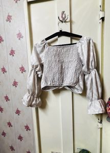 Padded Ruched Off-Shoulder Crop Top