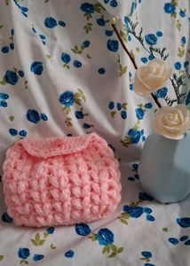 Handmade Pink Crochet Earbud Case Pouch