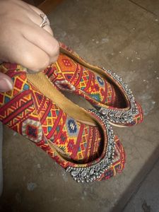 Embroidered Juttis with Mirror Work