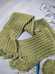 Handmade Olive Green Crochet Scarf