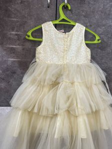 light yellow Sparkly Party Dress with Tulle Skirt