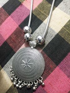 Oxidized Silver Tribal Pendant Necklace
