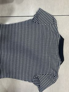 Chic Black &amp; White Gingham Polo Top