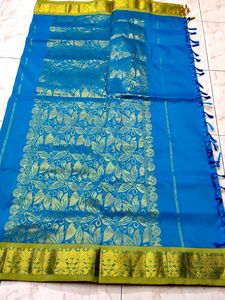 Beautiful Blue Paisley Silk Saree