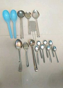 utensils, bowls, spoon combo