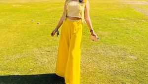 💛Yellow Embellished Palazzo Suit
