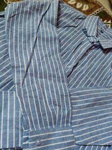 Blue Striped Button-Up Shirt