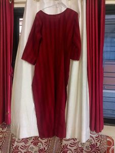 Maroon Stripped Straight Kurti