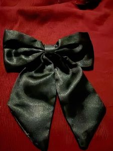 Elegant Black Satin Bow Hair Clip