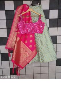 Elegant Pink & Mint Lehenga Choli Set