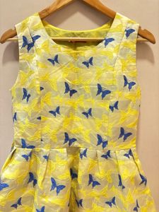 Yellow Butterfly Print Dress