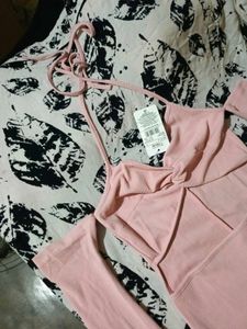 Shein Cute Tie-しp Halter Neck Full Sleeve Ribbed